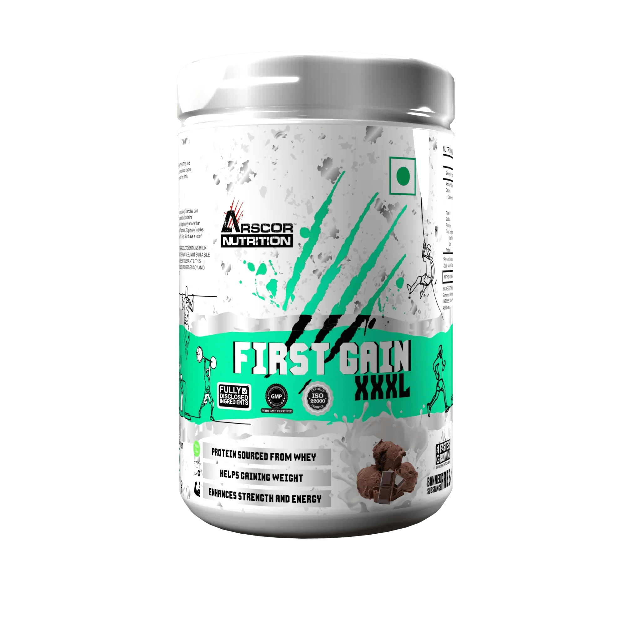First Gain lean muscle mass gainer with high protein and complex carbs